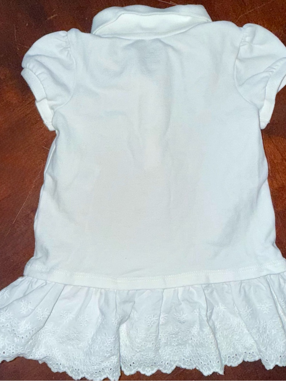Ralph Lauren Baby Girls White Polo Dress | Eyelet Ruffle Hem | 18M | EUC - Picture 6 of 7